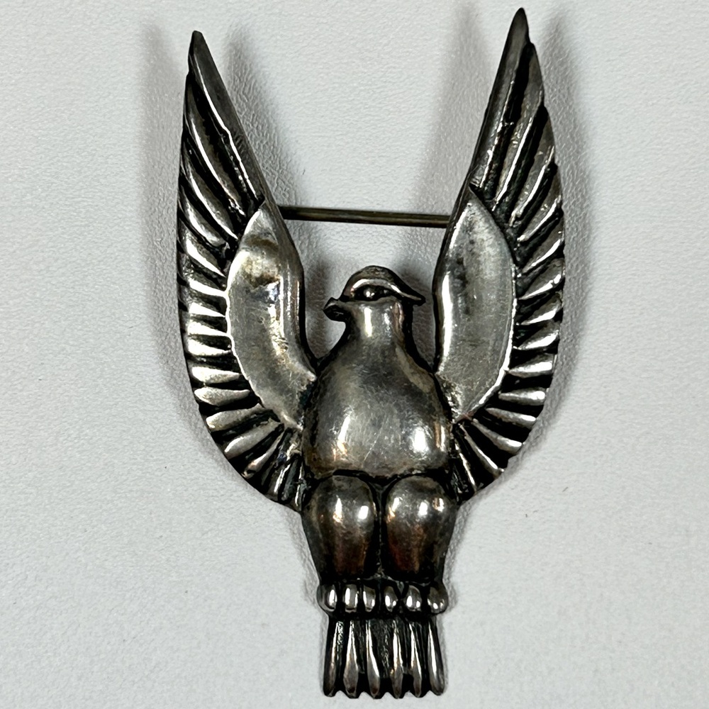 Vintage Sterling Silver Eagle Brooch Pin Signed Mexico 925 Taxco